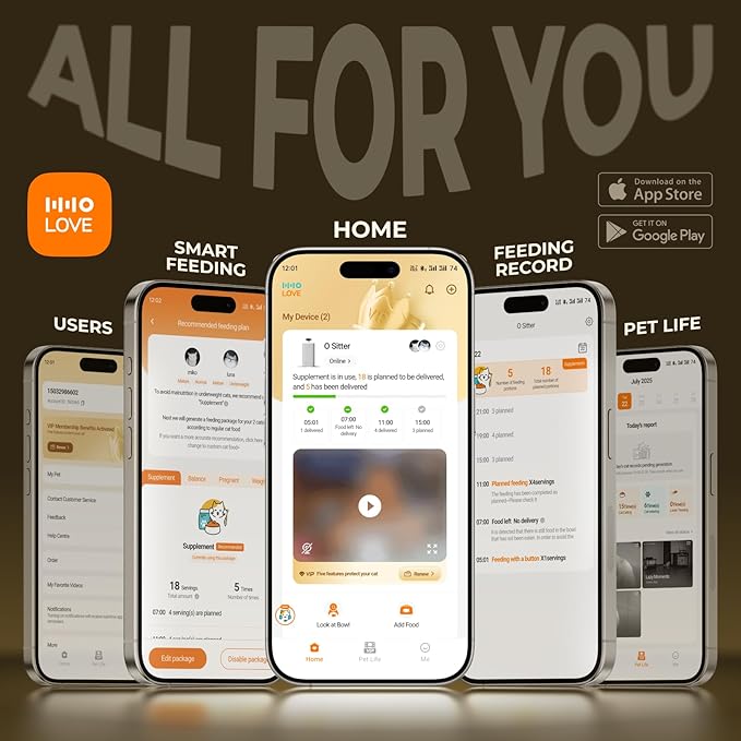 Automatic Cat Feeder with Camera, 2k HD Video Night Vision, 5G Pet Feeder with 2-Way Audio, Cat Food Dispenser with Low Food Alert and Blockage Sensor, Non-Subscription Version