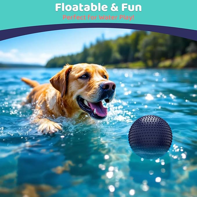 Dog Balls, EVA Dogs Toy Ball for Aggressive Chewers, 5 Inch Durable High Elasticity Interactive Ball for Training Dog Catch and Fetch, Floatable Toy for Medium and Large Dogs Puppies(Dark Blue)