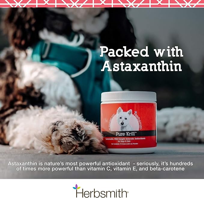 Herbsmith Pure Krill - Wild-Caught Antarctic Krill - Just 1 Ingredient - Astaxanthin for Dogs - Ready-to-Use Omega 3s – Alternative to Krill Oil for Dogs - 150g