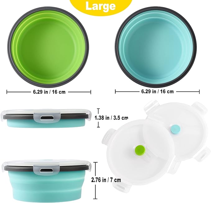 Sturdy Collapsible Dog Bowls, 27 oz 2 Pack - Foldable Silicone Water Food Bowl, Leak-Proof, Ideal for Large Dogs & Outdoor Travel
