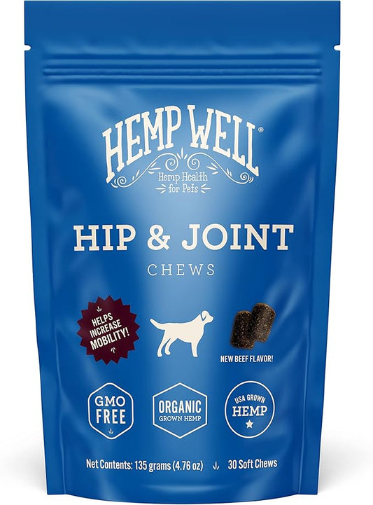 Hemp Well Hip and Joint Soft Chews – Best Joint Supplement for Dogs, Organically Sourced with Hemp, Glucosamine, Chondroitin and Breed Dogs, 30 Count