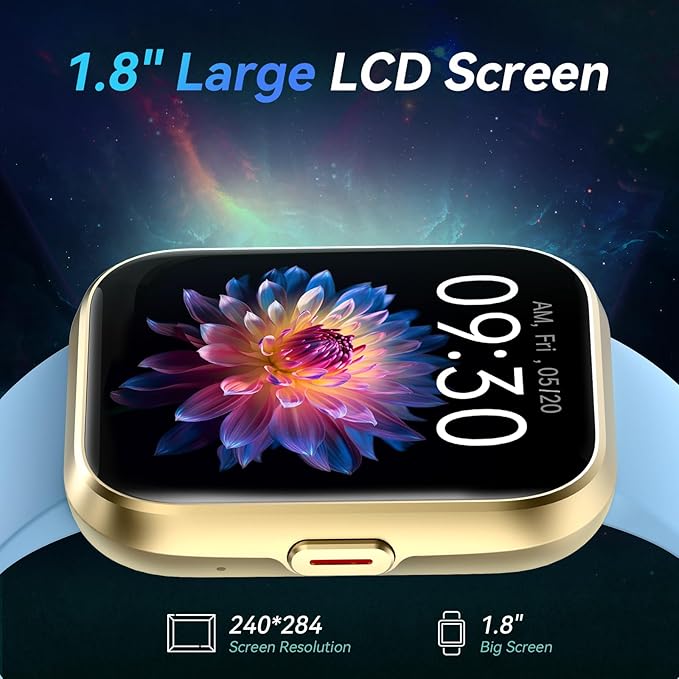 Fitpolo Smart Watches for Men/Women, 1.8'' Alexa Built-in Fitness Tracker Watch with Bluetooth Calls, IP68 Waterproof, Heart Rate/Sleep/SpO2/Stress Monitor, 110 Sport Modes for Android & iPhone