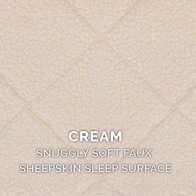 Furhaven Dog Bed for Medium/Small Dogs & Indoor Cats, 100% Washable, Sized to Fit Crates - Sherpa Fleece Bolster Crate Pad - Cream, Medium