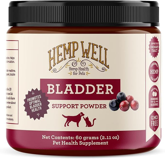 Hemp Well Bladder Support Powder - Urinary Health Support for Dogs & Cats, 2.11 oz.