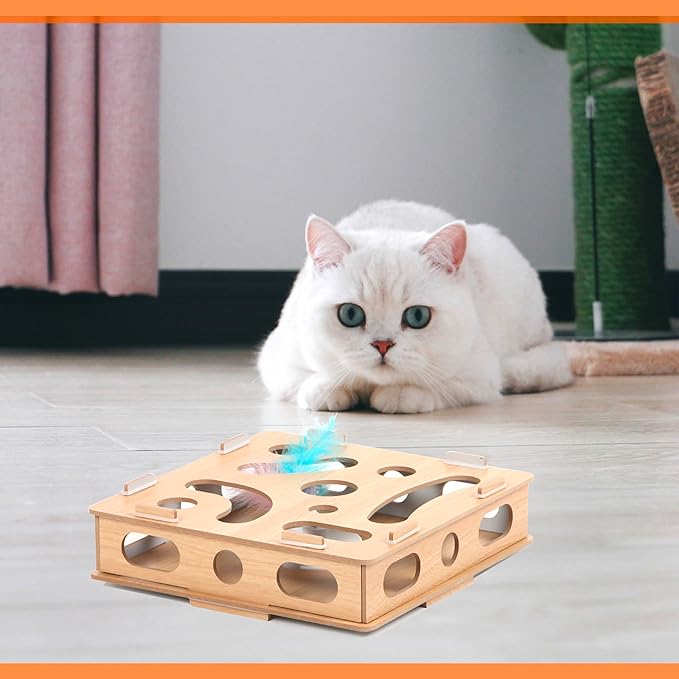 Cat Puzzle Toy - Interactive Cat Toys, Kitten Ball Toy with Soft Felt Maze Game Puzzle Box for Cats