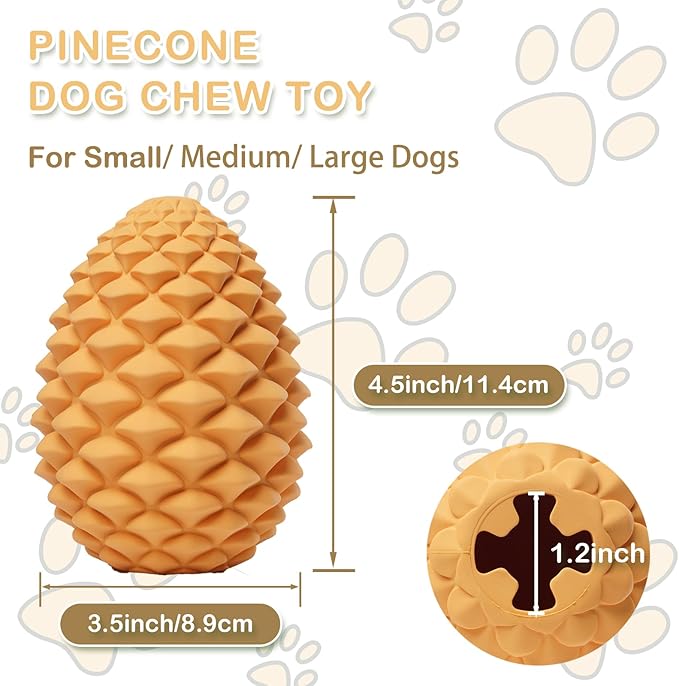 Pine Cone Tough Dog Toys, Puzzle Toys for Dogs, Dog Chew Toys with Interactive Dog Treat Dispenser, Dog Toy to Keep Them Busy for Medium Large Dogs, Enrichment Dogs Gifts