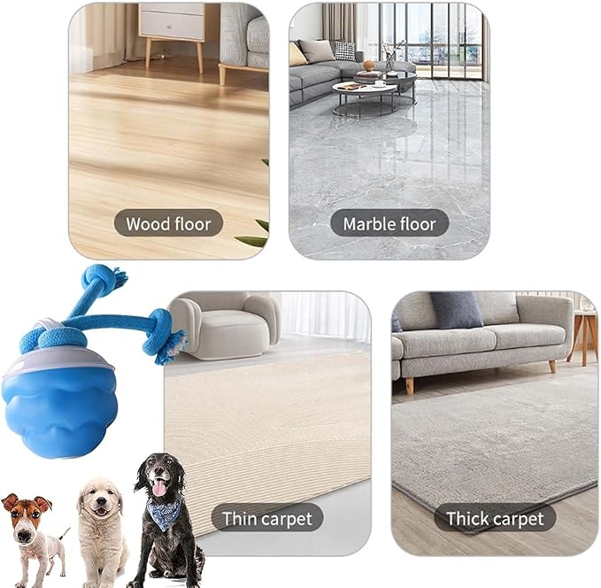 2025 Smart Pet Puppy Ball with Ropes Interactive Self Play Moving Dogs Balls Automatic Electric Active Rolling Ball Jumping Bouncing Dog Balls Gift