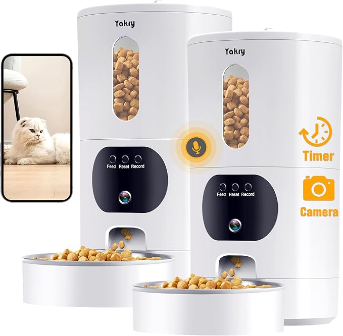 Automatic Cat Feeder Camera: Easy Setup Timed Smart Dog Feeder WiFi - 2-Way Audio 5G Pet Food Dispenser APP Control for Multi-Cat 2 Pack