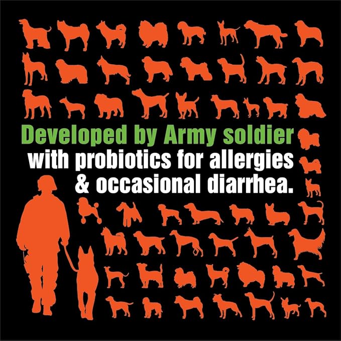 Army Soldier Owned Dog Probiotics for Yeast, Itchy Skin & Itchy Ears, Dog Allergy Relief, Digestive Health, Occasional Diarrhea & Immune Support, 60 Yummy Chewables