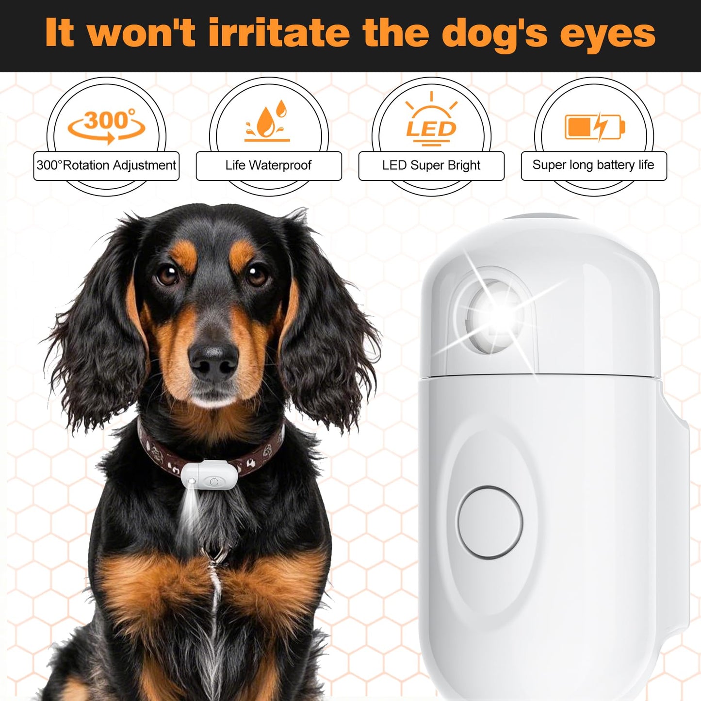 HooBnas Dog Light for Night Walking, 2 Modes Dog Collar Projector Lamp, USB Rechargeable Collar Light for Nighttime Clip on or Wearable for Walking, Running, Camping, Cycling