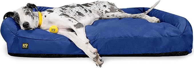 K9 Ballistics Tough Bolster Nesting Pillow XX-Large Sofa Dog Bed with Removable Washable Cover - Durable, Water Resistant with Nonskid Bottom 68"x40", Blue Quartz