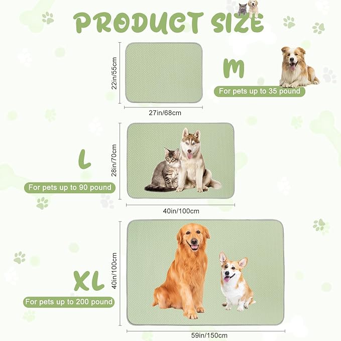 Summer Dog Cooling Mat Washable Ice Silk Self Cool Pad for Large Dogs and Cats, 59x40in Pet Sleeping Pad for Crate, Bed, Indoor & Outdoor Floor, Car Seats