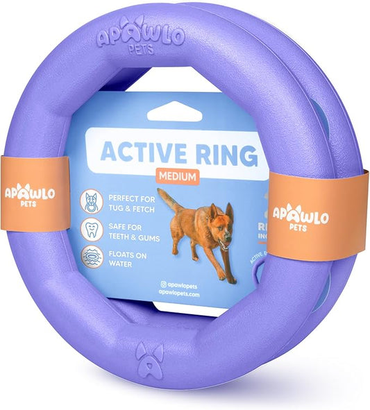 Set of 2 Active Dog Toy Rings - Floating Dog Rings for Outdoor Play, Training & Fetch - Durable Fetch Toy, Frisbee Alt, Outside Yard Toys for Medium Breeds - Purple