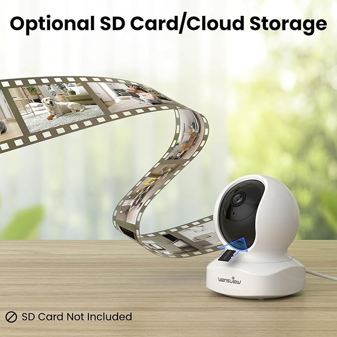 wansview Security Camera, IP Camera, WiFi Home Indoor Camera for Baby/Pet/Nanny, 2 Way Audio Night Vision, Compatible with Alexa, with TF Card Slot and Cloud, Q5 (White, 5MP)