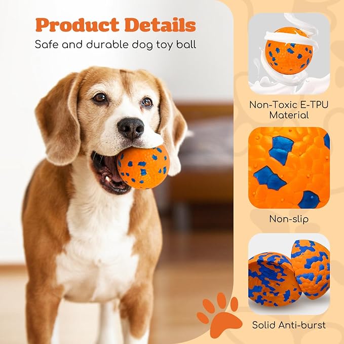 Nobleza Dog Toy Tennis Bouncy Training Balls, 6 Pack 2.75'' Aggressive Chewer Teething Durable Floating, Interactive Popcorn Ball for Medium Small Pet Puppy