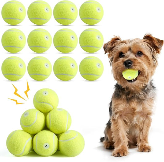 susu & wuwu 12 Pack Squeaky Balls for Small Dogs, 2 Inch Small Tennis Balls Interactive Fetch Dog Toy, Non-Toxic Durable Puppy Chew Toys for Teething, Training, Playing, Throwing