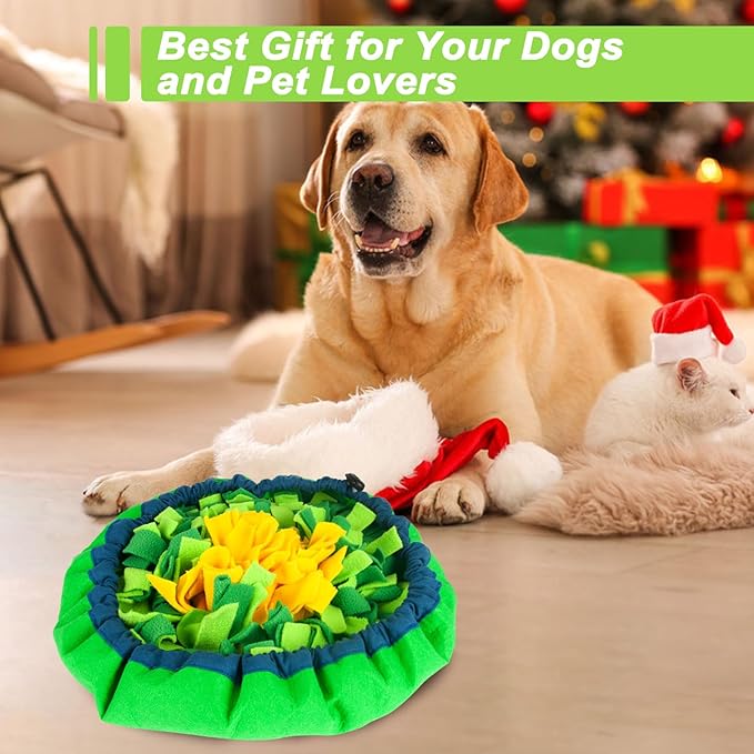 Snuffle Mat for Dogs Sniffing Feeding Mat,Dog Snuffle Mat Slow Feeding Bowl Dog Anti-Slip Nose，Adjustable Dog Digging Toys Encourages Natural Foraging Skills and Mental Stimulation (Green)