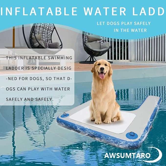 Inflatable Dock, Load-Bearing 200 pounds, Dog pet ramp, Suitable for Swimming Pools, Boat Docks, Lakes, Beach use Water Sports Platform.