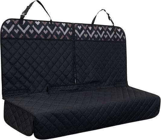 Back Car Seat Cover for Dogs, Nonslip Waterproof Dog Car Seat Protector for Rear Bench Stays Securely in Place Fits for Vehicles & SUVs (Black)