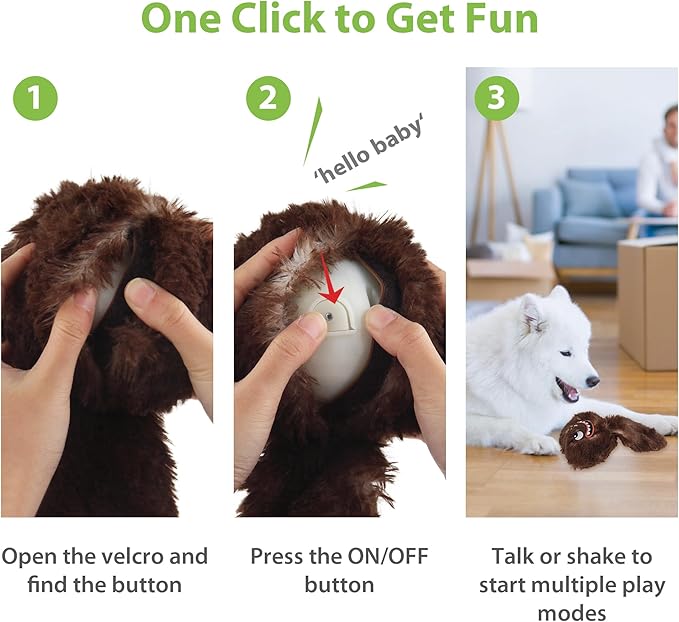 PETGEEK Interactive Dog Ball Toy, Automatic Dog Toys with Music and Recording, Rechargeable Vibrating Dogs Ball for Small/Medium/Large Sizes, Enrichment Toy for Doggy to Keep Them Busy (Brown)