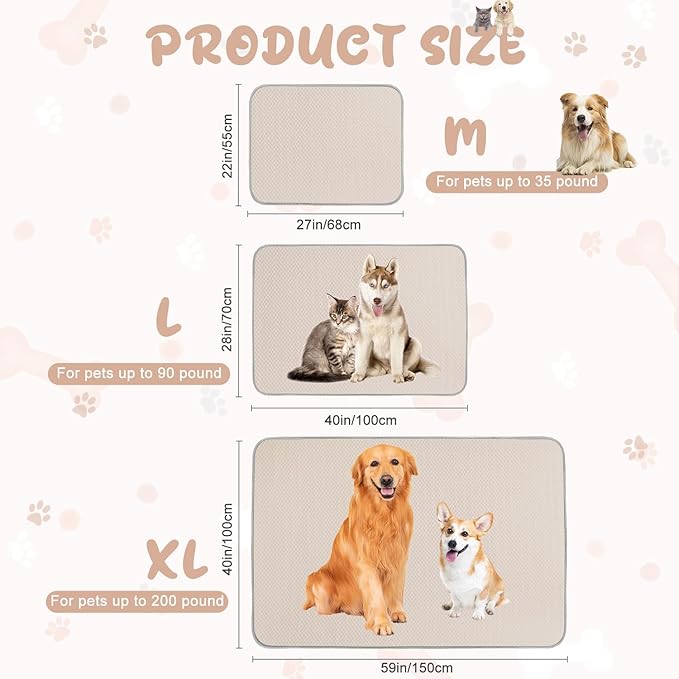 Summer Dog Cooling Mat Washable Ice Silk Self Cool Pad for Medium Dogs and Cats, 40x28in Pet Sleeping Pad for Crate, Bed, Indoor & Outdoor Floor, Car Seats