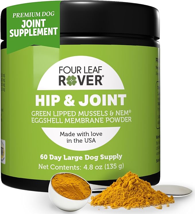 Hip & Joint - Joint Supplement for Dogs with Green Lipped Mussel, Eggshell Membrane and Curcumin - Veterinarian Formulated - 60 Day Large Dog Supply