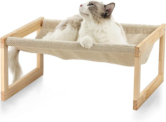 FUKUMARU Dog Bed, Large Breathable Cat Bed, Wooden Cat Hammock for Outdoor, 21 X 16.5 Inch Elevated Pet Furniture Suitable for Kitty, Puppy, Rabbit, Bunny and Small Animal