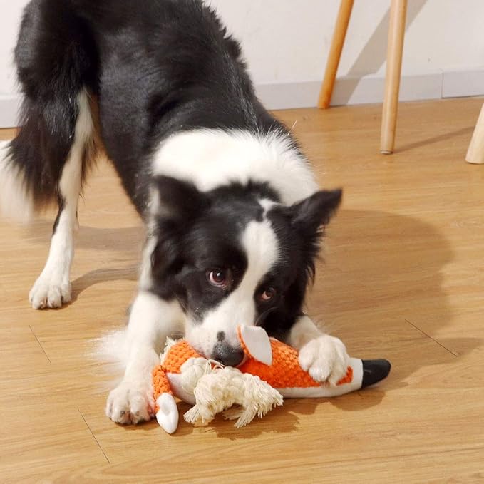 Large Dog Toys, Cute Squeaky Dog Toy, Stuffed Animal Plush Toys for Puppies, Durable Dog Chew Toys for Small,Middle,Large Breed (Orange(Fox), Fox)