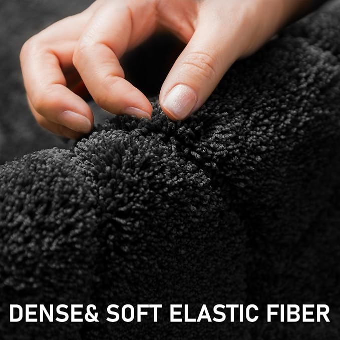 Large Dog Door Mat for Muddy Paws, 22x47 Absorbent Dirt Trapper Long Door Mat, Non-Slip Washable Mud Mat for Dogs, Polyester Microfiber Soft Pet Rug Mat for Entryway, Mud Dog Paws, Patio (Black)