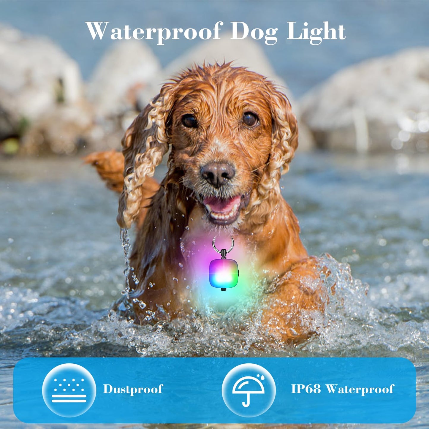 JUFDS Rechargeable Dog Lights 2Pack LED Dog Collar Lights Clip on with 4Modes Safety Harness Leashes Lighting for Dog Night Walking Running Camping