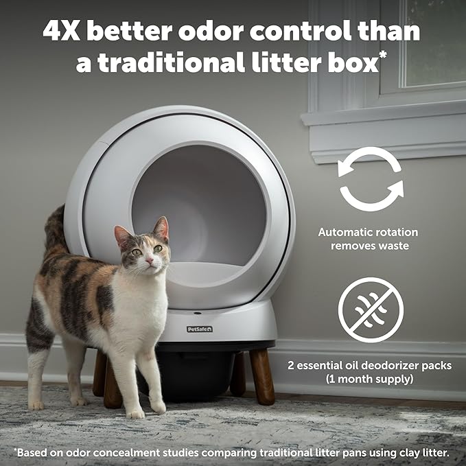 PetSafe ScoopFree SmartSpin Self-Cleaning Cat Litter Box - Advanced Odor Control Technology, App Controlled with Health Monitoring