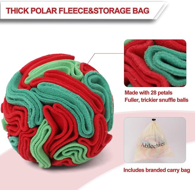 Snuffle Ball for Dogs - Interactive Dog Toys to Keep Them Busy, Dog Puzzle Toy with Soft Fabric for Small, Medium Dogs Daily Companionship, Training Reward Gift