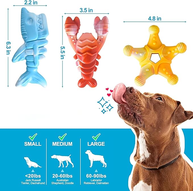 KXK Dog Toys 3 Pack, Indestructible Toys for Aggressive Chewers, Tough Dog Chew Toys for Large Medium Breed, Dog Bones Chew Toys for Super Chewer