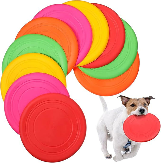 Chivao 15 Pack Dog Flying Disc Silicone Puppy Flyer Toy Soft Dog Floating Saucer Indestructible React Faster Training Interactive Toys for Small Medium Puppy Outdoor Sport, 5 Colors