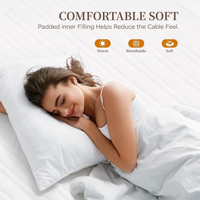 Heated Mattress Pad Twin Size-Single Controller Electric Mattress Pad with Deep Pocket,6 Heat Settings & 1-10 Auto Shut Off Electric Bed Warmer,ETL Certified,Machine Washable(38"x75")