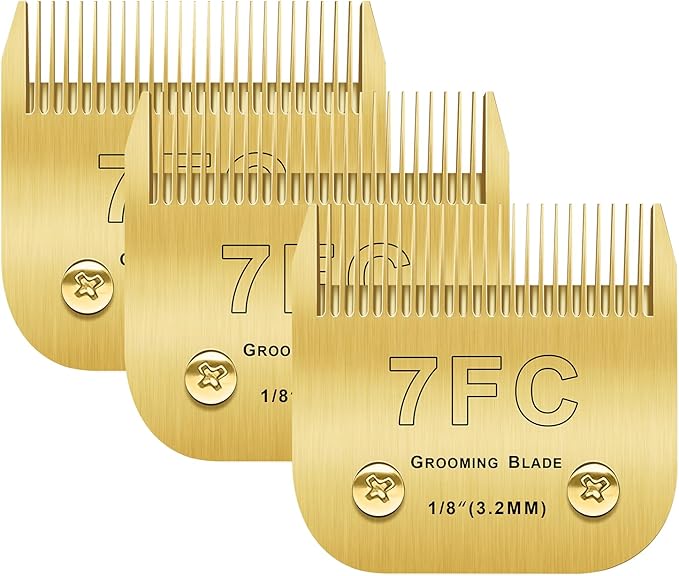 Andis/Oster A5/Wahl KM-10 Series Compatible 7F Dog Grooming Blades - 3PCS Detachable Gold 7FC