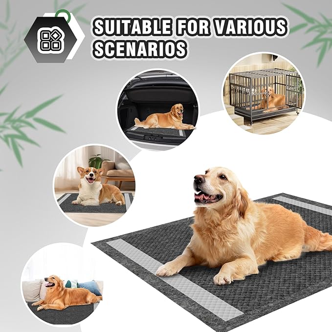 IMMCUTE Extra Large 36"X36" Charcoal Training Pads for Dogs, 30 Count, Activated Carbon Odor Control, XL Pads with Adhesive Strip