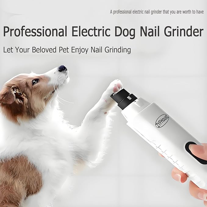 Dog Nail Trimmers, Professional Electric Dog Nail Grinder, Silent Groom Pro Nail Grinder Quiet with 2 LED Lights, 2 Grinding Wheels for Large Medium Small Dogs and Cat (White)