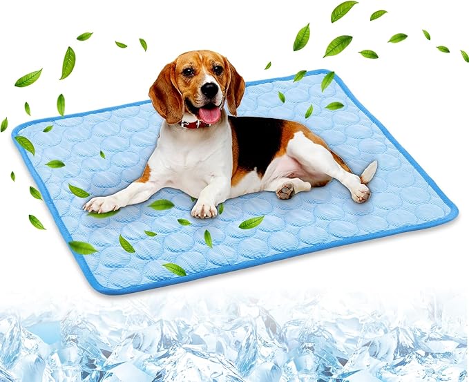 Dog Cooling Mat,2025 New Pet Cooling Mats,Washable Portable Pet Coolings Pad for Dogs & Cats Sleeping Mats for Summer,Portable Dog Cool Bed for Home & Outdoor, Keep Cool (Blue- L-28×22")