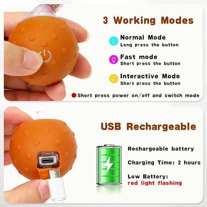 Interactive Cat Toys for Indoor Cats,Hide n Seek Automatic Cat Ball in Plush Burrow,Mouse Squeaky for Stimulating, Rechargeable, Motion Activated,Pop Play Cat Puzzle Toy