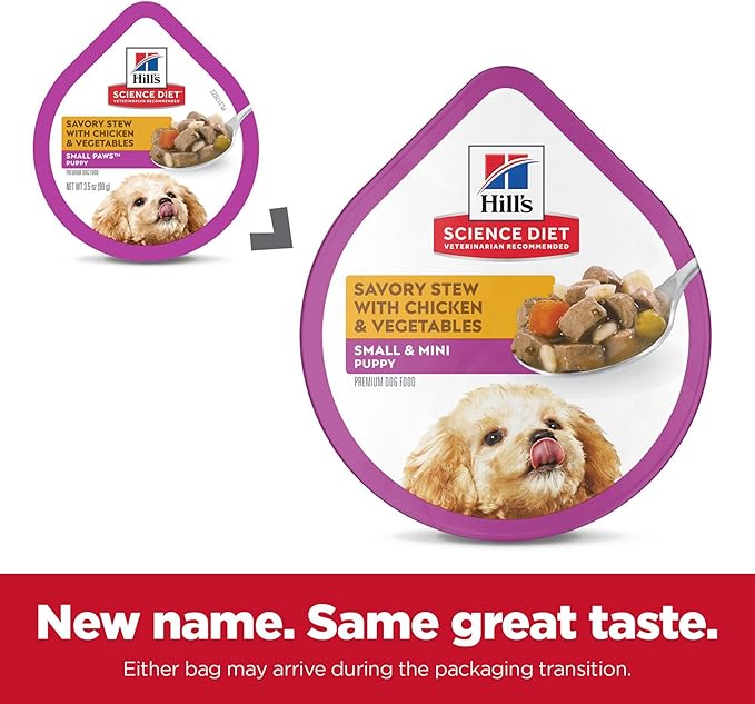 Hill's Science Diet Puppy Small Paws Savory Stew Chicken & Vegetables Canned Wet Dog Food, 3.5 oz., Case of 12