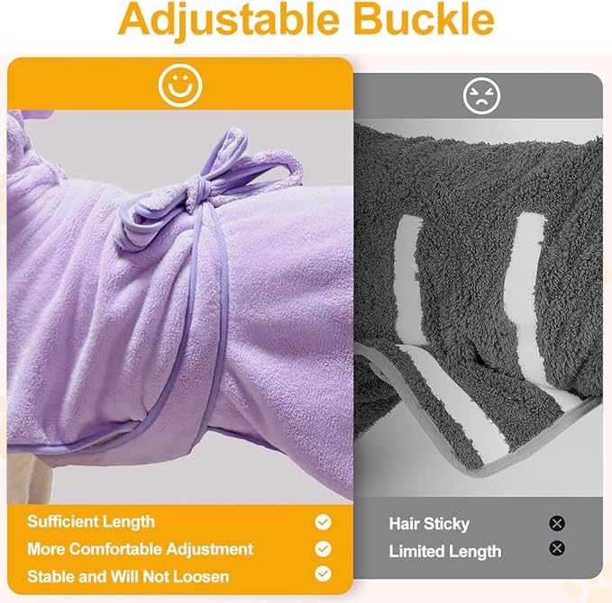 Microfiber Dog Bathrobe Towel Super Absorbent Dog Quick Dry Bathrobe for Puppies, Suitable for Medium and Large Dogs (Purple, XL)