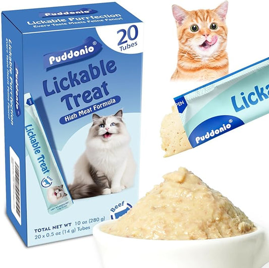 High-Meat Lickable Cat Treats, Grain & Gum Free, No Additives, All-Natural High Protein Puree, 0.5oz Tubes (Pack of 20)