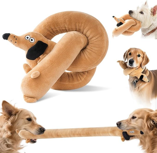 Squeaky Plush Dog Toy for Aggressive Chewer, Stuffed Animal Toy with Squeaker, Durable Interactive Puppy Chew Toy for Boredom, tug-of-war, Small Medium Large Breed(39.5“ Long Dog)