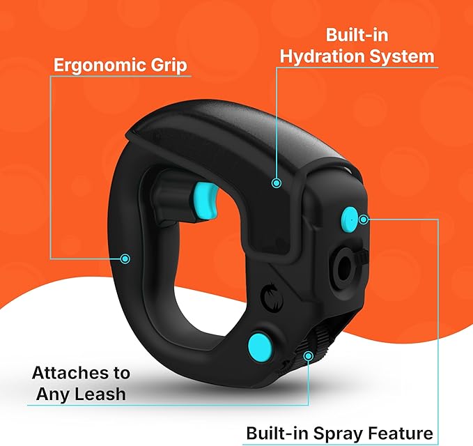 Portable Dog Water Bottle with Flip-Open Cup & Squirt Feature Without Leash – Leakproof Water Dispenser Attaches to Leash – Travel Bowl for Dogs for Hikes, Walks, Outdoor Use – 12 oz