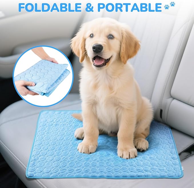 awrose Dog Cooling Mat, Summer Self Cool Pet Cooling Blanket for Dogs Cats, Easy Washable Foldable Dog Cool Pad for Crate, Bed, Floor, Car Seats, Lawns, Indoor, Outdoor