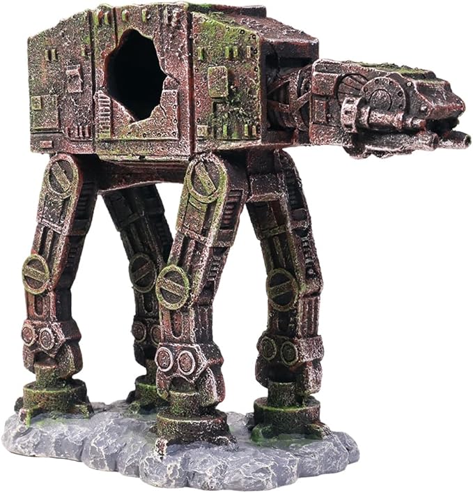 Fish Tank Decorations at-at of Star Wars Aquarium Decorations Betta Fish Tank Accessories for Sleep Rest Hide and Play (S)