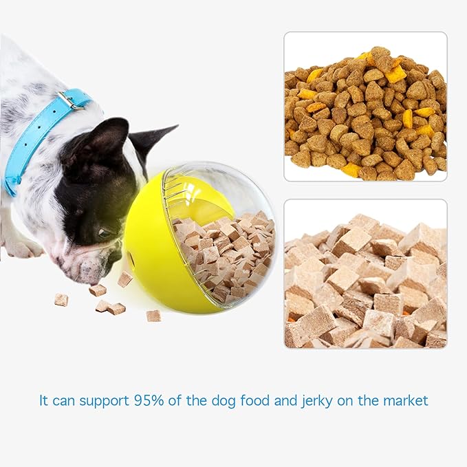 Dog Treat Ball, Dog Food Puzzle Slow Feeder Interactive Squeaky Mental Stimulation Toys, Cat Treat Dispenser Puzzle Toys Active Rolling Balls for Medium/Large Dog Breeds