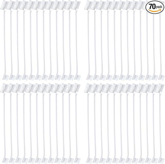 Honeydak Dog Tooth Brush Pet Toothbrush Soft Grooming Dogs Toothbrush Dog Double Sided Puppy Long Handle Brush for Large and Small Teeth Cleaning Dental Oral Care(70 Count,White)