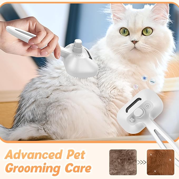 Pet Steam Brush Set for Dogs, 2025 New Self-Cleaning Pet Brush, Multi-Function Pets Hair Removal Brushes for Home Use, Portable Dog Cat Grooming Brushes for Pets Owners (Pink)